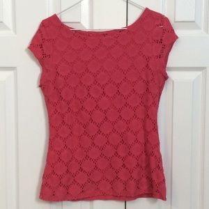 Banana Republic pink polka dot lace shirt